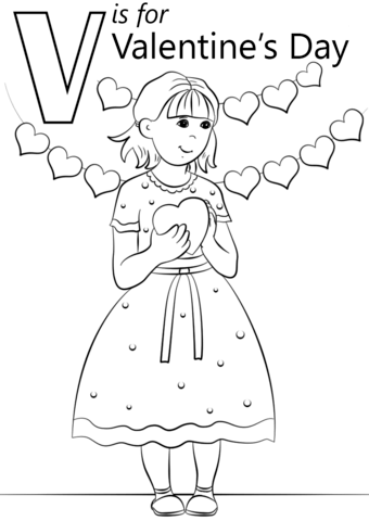 V Is For Valentine'S Day Coloring Page